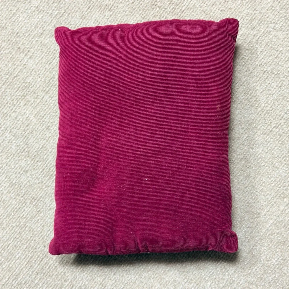 Vtg Needlepoint Teddy Bear This Seat Reserved Accent Pillow Burgundy Corduroy